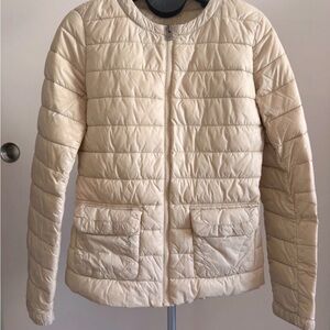 United Colors Of Benetton Women's Light Beige Quilted Puffer Jacket